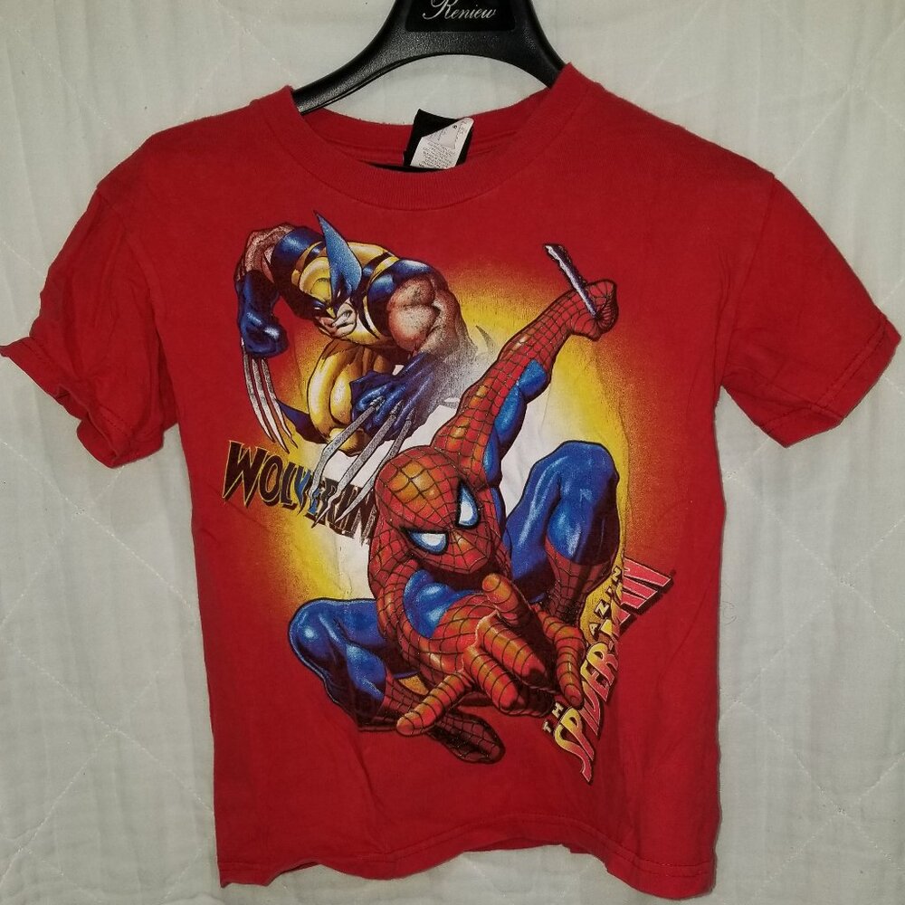 Boys 8mSpider-Man Kids Shirt Red Short Sleeve Top Spiderman Size 8
